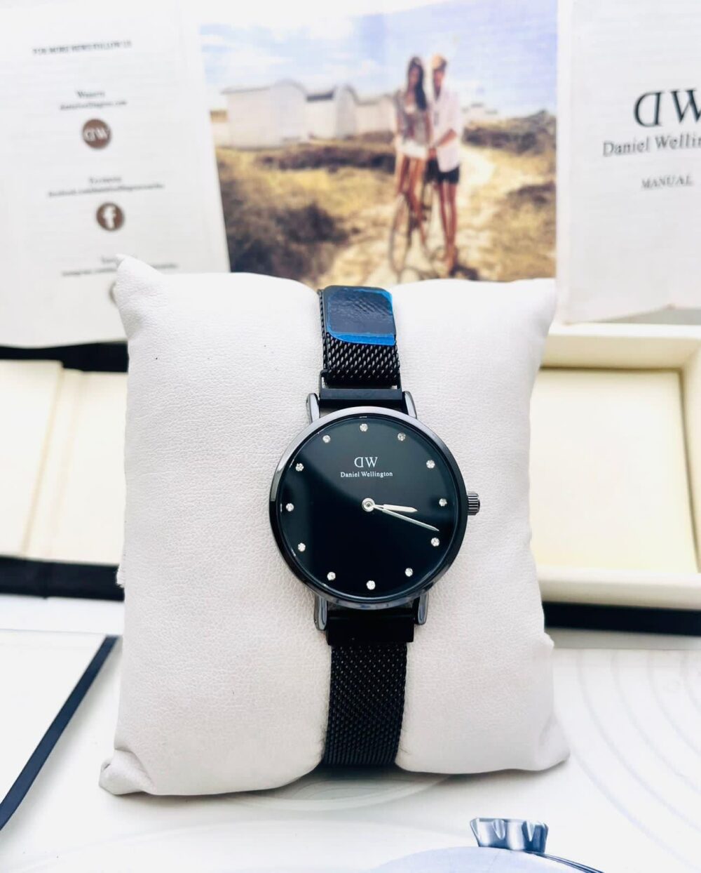 Daniel Wellington Classic Petite Watch – Black Mesh Strap, White Dial - Image 6