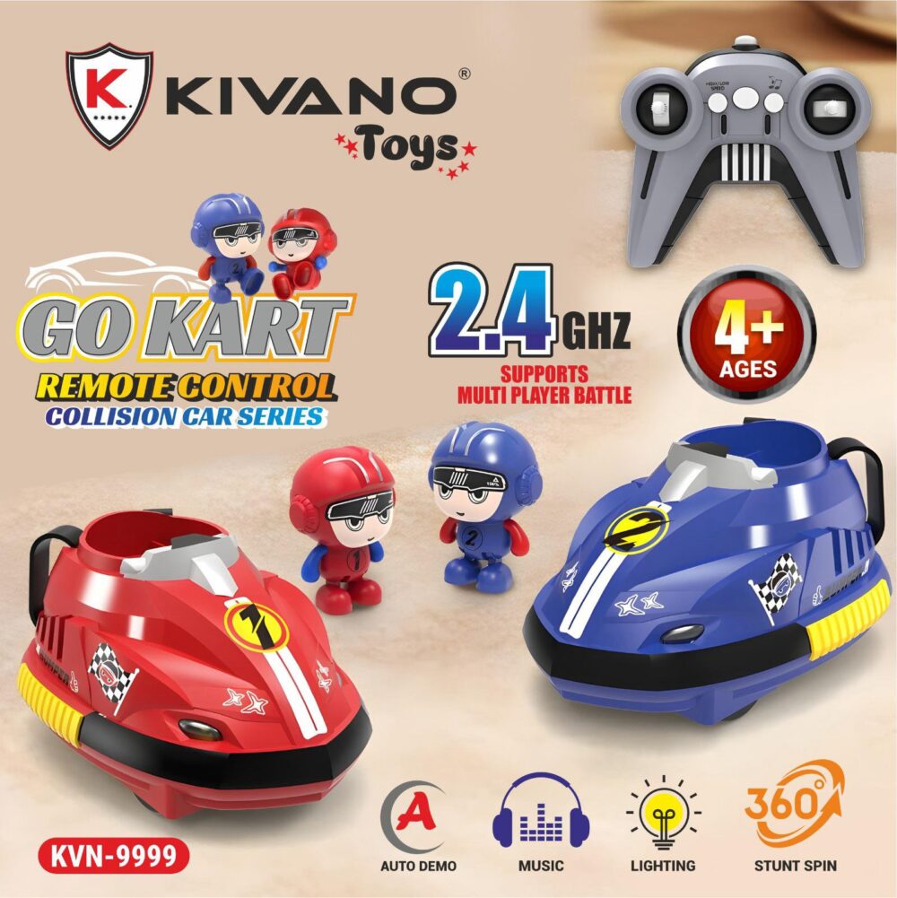 RC Bumper Car | Viral Toy Remote Control, Ejecting Car with Music and LED Lights, Birthday Gifts Toys,Assorted Battle for Girls Boy Kids, Set of 2, 360° Rotation, Parent-Child Competition